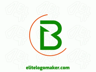 Un logo minimalista que combina la letra 'B' y una flecha en verde y naranja, ideal para una marca que valora dirección y progreso con un toque moderno.