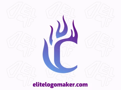 Una plantilla de logotipo que presenta la letra 'C' entrelazada con llamas, adecuada para diversos usos.