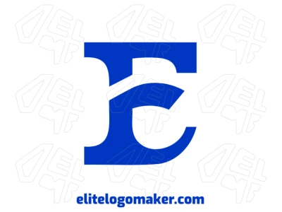 Un logo llamativo con la letra "E" de diseño simple y color azul, creando un estilo inicial limpio y moderno.