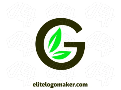 La letra 'g' combinada con dos hojas de árbol en un estilo minimalista crea un diseño notable que se destaca por su simplicidad y elegancia.