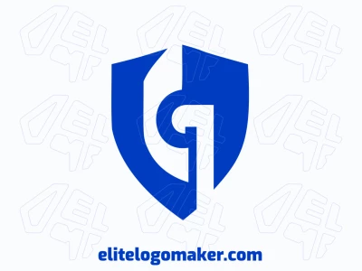 Un logotipo abstracto presenta la letra 'G' combinada con un escudo, creando un diseño elegante con formas únicas y líneas sofisticadas.