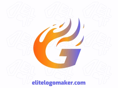 Una plantilla de logotipo con la letra 'G' en llamas y un degradado audaz de naranja y púrpura, diseñada para generar un aspecto fuerte, económico e impactante.