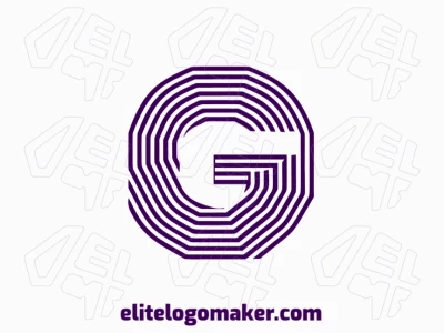 Logotipo creativo con la letra "G" diseñada como un laberinto, estilizada con patrones a rayas audaces para una identidad visual moderna y dinámica.