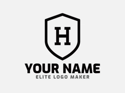 Diseñado en negro, este logotipo de letra inicial combina la letra 'H' con un escudo, creando una identidad visual fuerte y audaz.