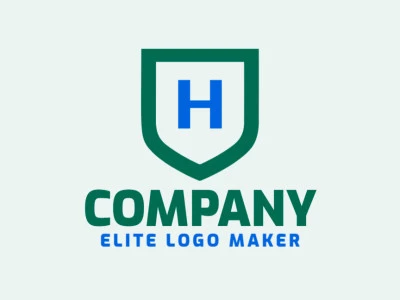 Un logotipo elegante y minimalista que combina la letra 'H' con un escudo, irradiando confianza y fuerza con sus tonalidades de verde y azul.