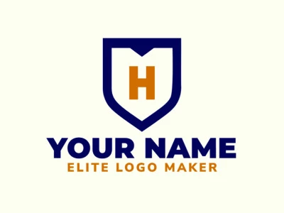 Un logotipo minimalista moderno y refinado que representa la letra 'h' integrada con un escudo, encarnando un diseño elegante y contemporáneo.