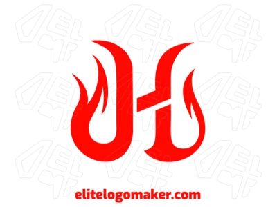 Un diseño de logo personalizable que presenta la letra "H" en naranja con un diseño editable, ofreciendo un concepto de logo inicial vibrante y moderno.