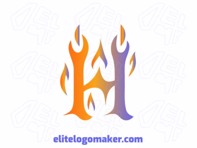 Un logotipo abstracto que muestra la letra 'H' entrelazada con llamas de fuego dinámicas, diseñado para generar un impacto visual audaz y creativo.