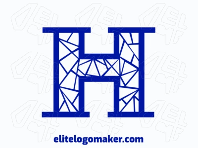Una letra 'h' graciosa, diseñada en estilo mosaico con color azul, perfecta para un logotipo de letra inicial.
