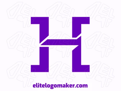 Un logo design editable con la letra 'H' en color púrpura, diseñado en estilo de inicial, perfecto para identidades de marca personalizables.