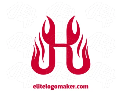 Un logo abstracto centrado en negocios con la letra 'H' en color rojo, diseñado con formas dinámicas para crear una identidad de marca fuerte y profesional.