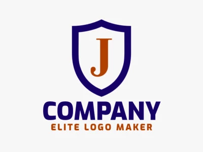 Un logotipo emblema que presenta la letra 'J', incorporando una combinación de colores azul y marrón para un diseño distinguido y autoritario.