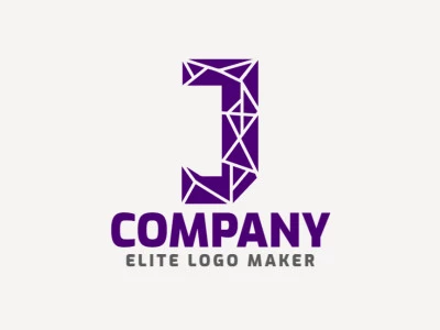 Un logotipo elegante y personalizable con la letra 'J' en un estilo de mosaico, presentando un diseño original y sofisticado en tonos de morado.