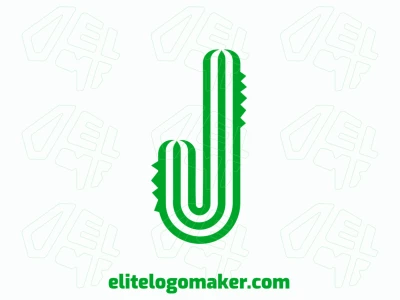 Un logotipo abstracto y llamativo que combina la letra 'J' con un símbolo de cactus, con tonos verdes audaces para crear un diseño vibrante y distintivo.