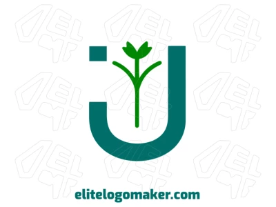 La letra 'J' combinada con una planta verde en estilo pictórico crea un logo creativo que destaca por su diseño único y natural.