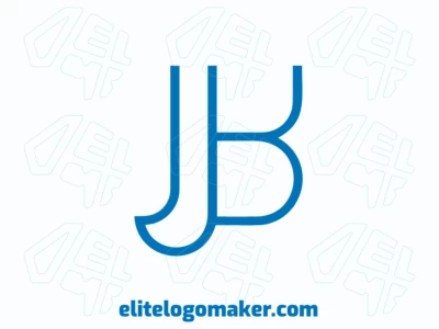 Un logotipo profesional combinando las letras 'J' y 'B' en azul, diseñado con un estilo de letra inicial para un aspecto moderno, limpio e impactante.