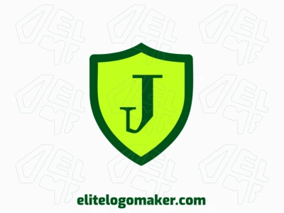 Plantilla de logo con la letra 'J' dentro de un escudo medieval, diseñado en estilo emblema para evocar fuerza y tradición.
