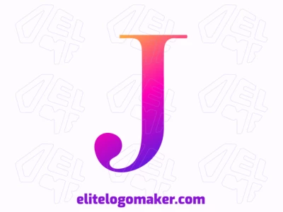 Logotipo lujoso e inspirador con la letra 'J' en un impresionante degradado rosa y morado, en un elegante estilo degradado.