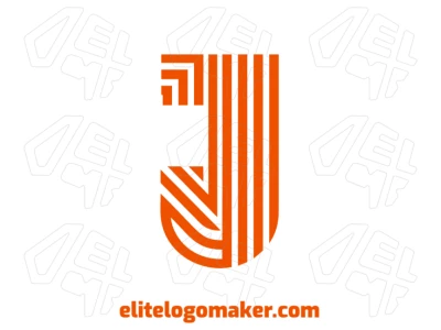 Una plantilla de logo creativa con la letra "J" y varias líneas naranjas, ofreciendo un estilo de diseño a rayas dinámico y visualmente atractivo.