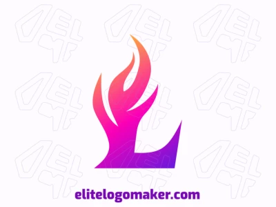 Un logotipo dinámico de concepto con la letra 'L' envuelta en llamas, diseñado en estilo degradado para un impacto visual audaz y energético.