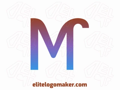Una letra 'M' profesional y moderna con un interesante degradado de azul, marrón y púrpura.