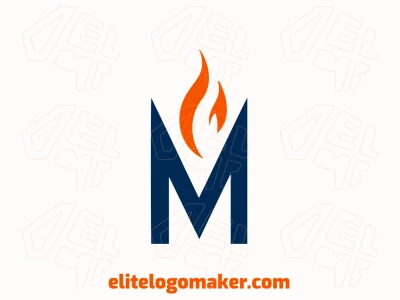 Un diseño de logotipo minimalista que presenta la fusión de la letra "M" y fuego, un concepto ideal para una empresa o negocio.