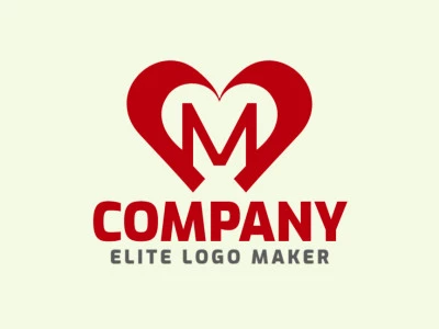 Un logotipo de letra inicial que presenta la letra 'M' combinada con un corazón, diseñado en rojo, representando pasión y amor.