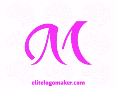 Un logotipo minimalista refinado con la letra 'M' rosa, diseñado con líneas elegantes y una forma simple para una apariencia moderna y elegante.