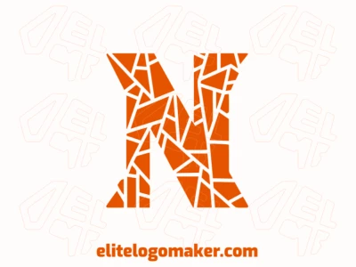 Un logo estilo mosaico que presenta la letra 'N', diseñado con un vibrante y sofisticado diseño en naranja.