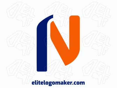 Un logo abstracto que presenta la letra 'N', diseñado con una creativa mezcla de azul y naranja para un aspecto moderno y sofisticado.