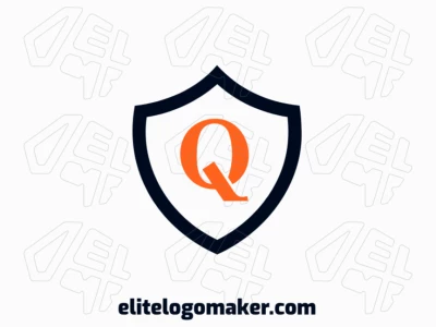 Un diseño creativo de emblema con la letra 'Q' dentro de un escudo, combinando fuerza y elegancia en un estilo visual único.