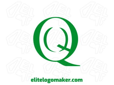 La letra 'Q' con un diseño diferente y color verde en estilo de letra inicial crea una apariencia de logo distinguida y única.