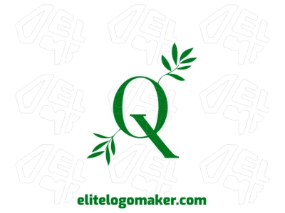 Logotipo de letra inicial bonito con la letra 'Q' entrelazada con ramas de árbol, creando un diseño armonioso y orgánico.