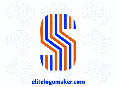 Un logotipo vibrante con una letra 'S' rayada con múltiples líneas, combinando creativamente azul y naranja para una apariencia dinámica y moderna.