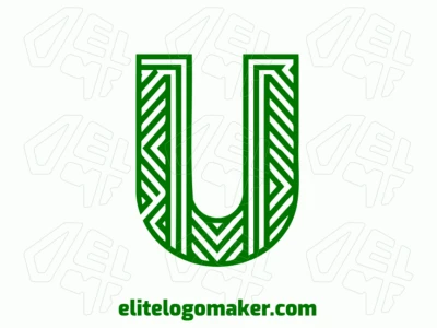 Un logotipo monoline elegante con la letra 'U', diseñado con líneas continuas y limpias en verde para una apariencia moderna y elegante.
