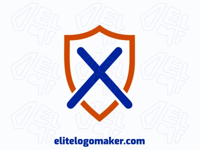 Un logotipo minimalista interesante con la letra 'X' combinada con un escudo medieval, diseñado con líneas limpias para crear una excelente y moderna identidad visual.