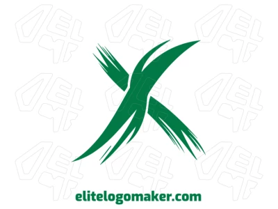 Un diseño profesional con la letra 'X' compuesta por formas abstractas en verde, ofreciendo un estilo de letra inicial único y dinámico.