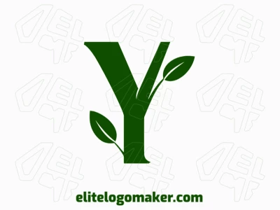 Logotipo hermoso y sutil que muestra la letra 'Y' con elementos sostenibles en un elegante estilo de letra inicial.