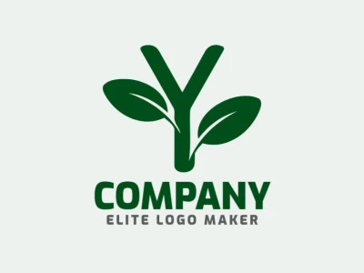 Un logotipo minimalista que presenta la letra 'Y' y dos hojas de árbol, elegantemente diseñado en verde, simbolizando naturaleza y armonía.