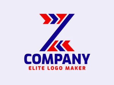 Un logo moderno y elegante con la letra 'Z', diseñado con elementos minimalistas y destacado en tonos de rojo y azul oscuro.