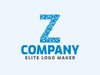 Un logo estilo mosaico que presenta la letra 'Z', diseñado con un patrón azul creativo y sofisticado.