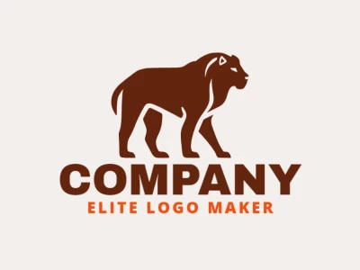 Logotipo personalizable en forma de un león con un estilo abstracto, el color utilizado fue el marrón.