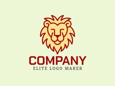 Un logotipo creativo con un majestuoso león, que irradia poder y coraje con una vibrante mezcla de rojo y amarillo.