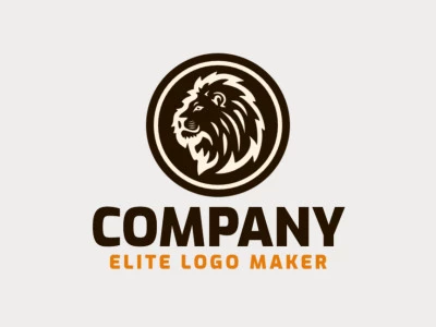 El logotipo circular muestra un majestuoso león en su centro, irradiando poder y gracia. La paleta de colores terrosa en tonos de marrón y beige agrega un toque de elegancia natural al diseño.