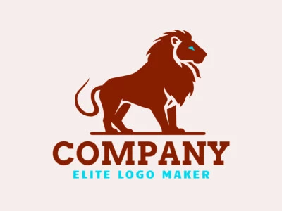 Logotipo en forma de un leon atento con diseño minimalista y colores azul y rojo oscuro.