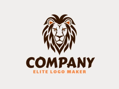 Un logotipo abstracto con una cabeza de león, fusionando líneas dinámicas para crear un símbolo de marca poderoso y distinguido en tonos de marrón y naranja.