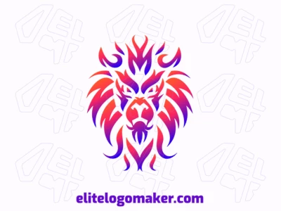 Un excelente logotipo ilustrativo de una cabeza de león con un gradiente de fuego vibrante, ideal para negocios que buscan un diseño barato e impactante.