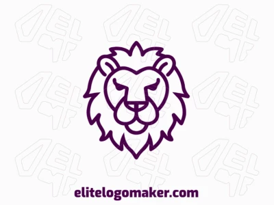 Un diseño sutil en monolinea con una cabeza de león en color morado, ofreciendo una estética elegante y moderna.