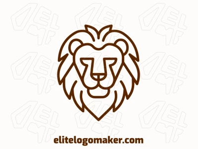 Un logotipo monoline muestra una cabeza de león con líneas refinadas, creando un diseño elegante y sofisticado que resalta la precisión y la simplicidad.