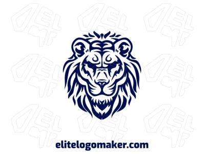 Un diseño de cabeza de león tribal con líneas audaces y patrones, lo que lo convierte en un logotipo notorio e impactante con una fuerte presencia visual.